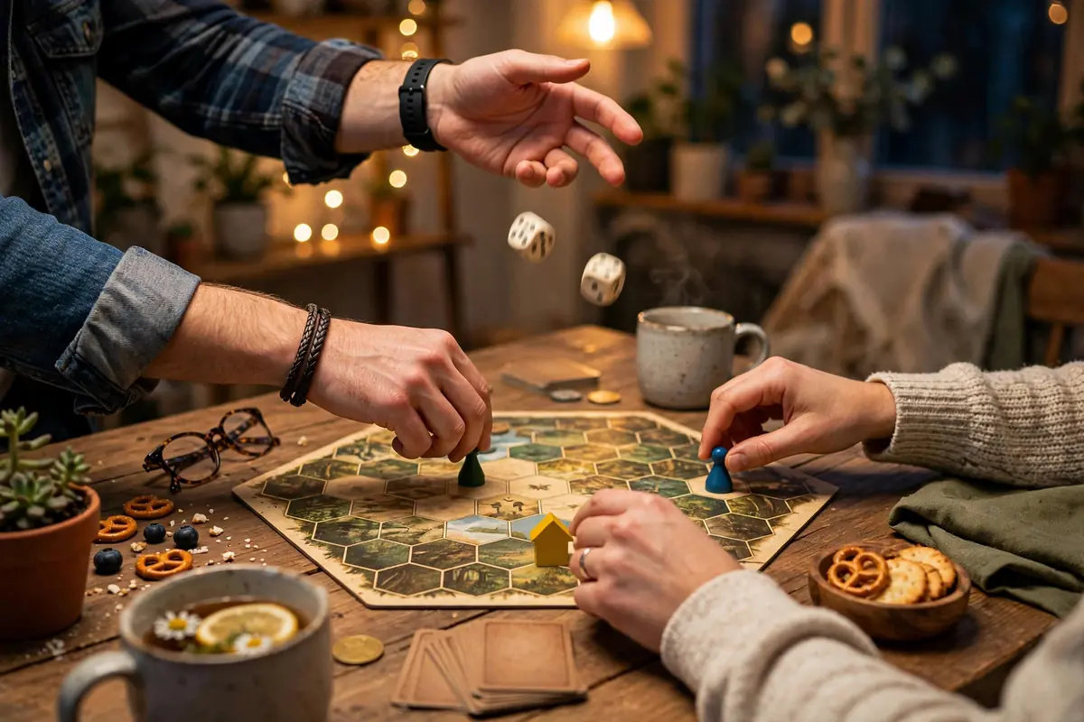 Spieleabend mit Freunden am Tisch